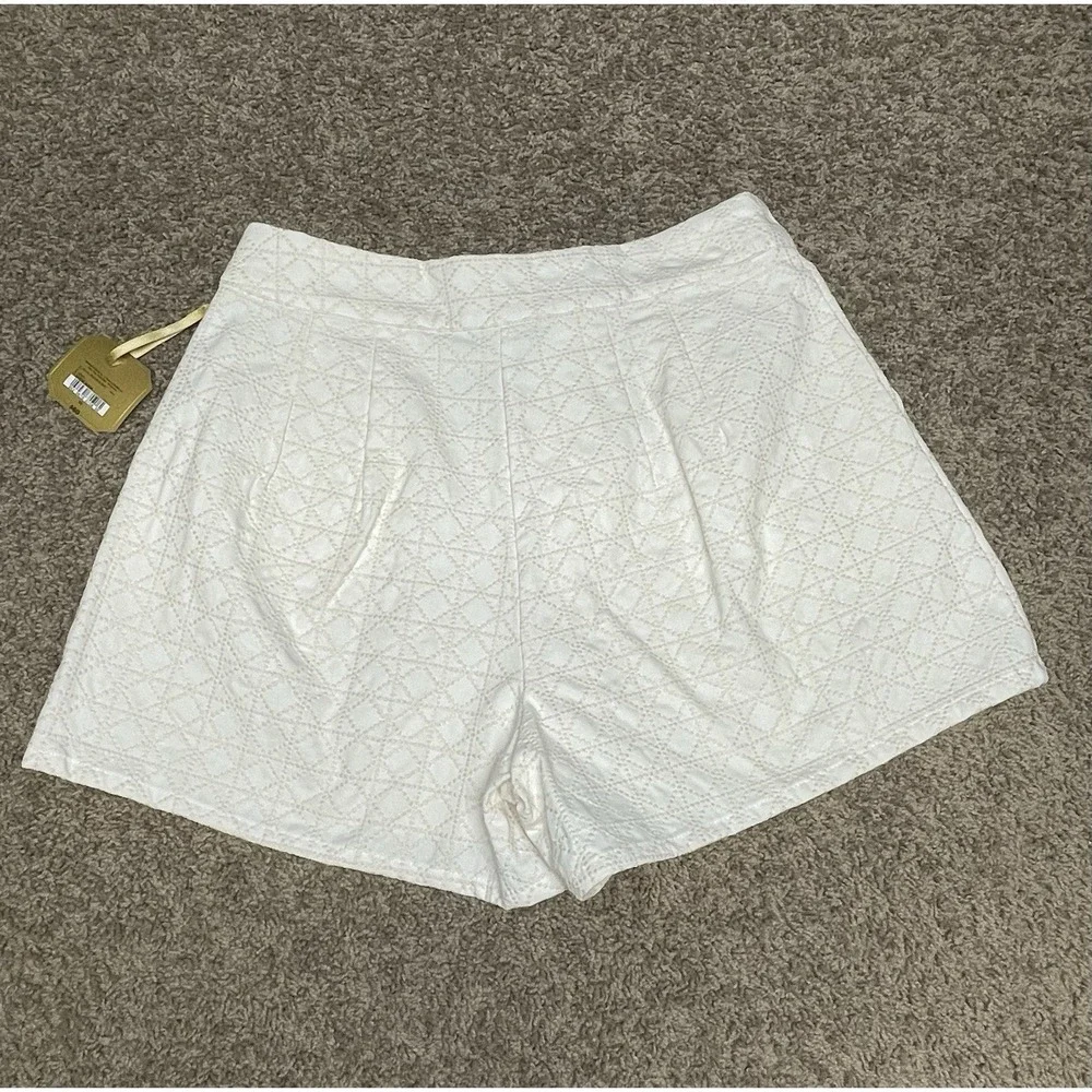 Ryegrass‎ Embroidered High Waisted Pleated Shorts 10 preppy coastal Resortwear